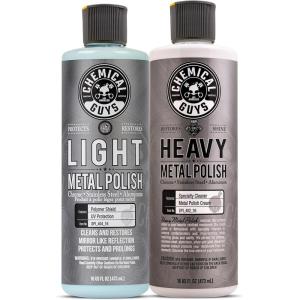 imageChemical Guys SPI40416 Light Metal Polish Works on Chrome Stainless Steel Aluminum ampamp More 16 fl ozLight  Heavy Combo