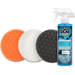 imageChemical Guys HEX3KIT5 55quot Buffing Pad Sampler Kit 4 Items 1 16 oz Polishing Pad Cleaner  3 55quot Buffing Pads that Work with 5quot Backing Plates55