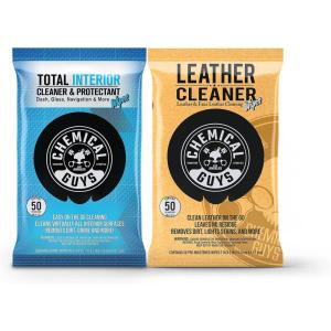 imageChemical Guys PMWSPI22050 Total Interior Cleaner ampamp Protectant And PMWSPI20850 Leather Cleaner Quick Detailing Wipes Safe for Cars Trucks SUVs Jeeps RVs ampamp More 100 Ct 2 Pack