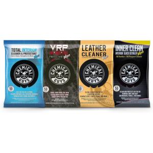 imageChemical Guys PMWSPI22050 Total Interior ampamp Protectant PMWSPI20850 Leather Cleaner ampamp PMWSPI66350 Inner Clean Wipes ampamp PMWTVD10750 VRP Shine and Protectant Variety Pack 200 Ct 4 Items