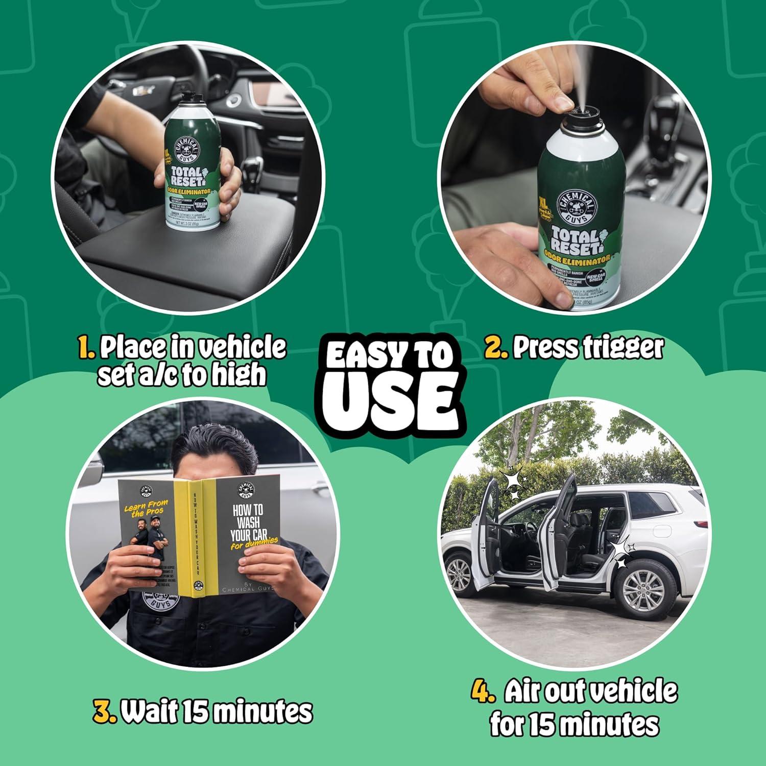 imageChemical Guys Odor Eliminating Aerosol Fogger New Car Smell  3 oz Single Can for Cars Trucks and SUVs  SetandForget Interior Deodorizer Neutralizes Smoke Pet Gym and Food Odors ampamp More