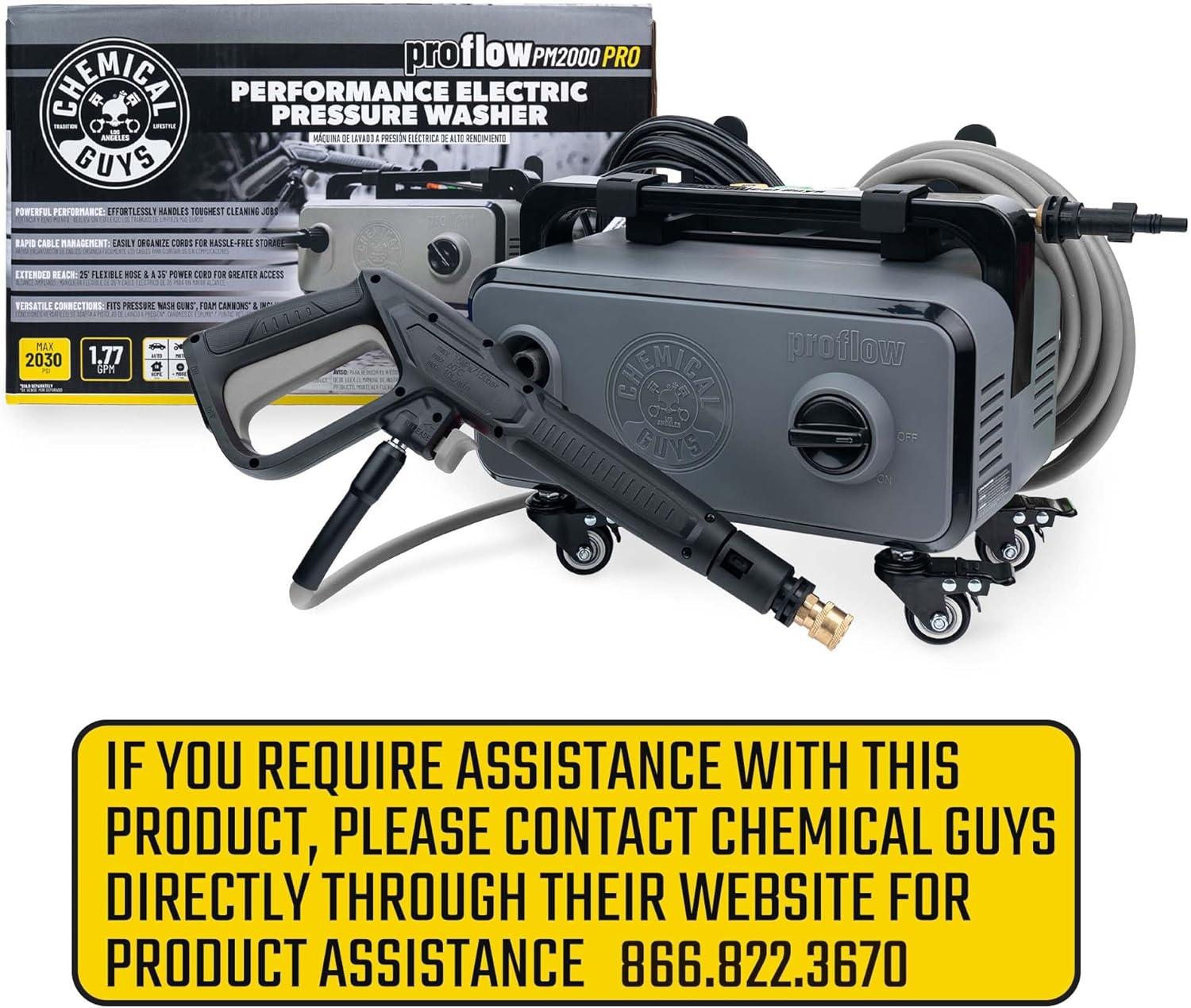 imageChemical Guys Electric Pressure Washer PM2000 PRO  2030 PSI 177 GPM 25 Flex Hose Compact Design 360 Casters Standard Connections Cable Storage  EQP411
