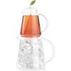imageTea Forte Tea Over Ice Steeping Tea Pitcher Set of Two 12oz Glass Ice Tea Pitcher and 24 oz Pitcher for Perfect Flash Chilled Ice Tea Dishwasher Safe