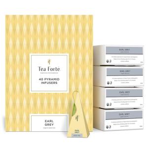 imageTea Forte Sencha Green Tea Event Box Bulk Pack of 40 Pyramid Infuser Tea Sachets for All OccasionsEarl Grey