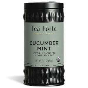 imageTea Forte Cherry Blossoms Organic Green Tea Makes 3550 Cups 282 Ounce Loose Leaf Tea CanisterCucumber Mint