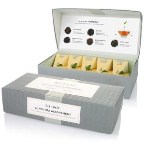 imageTea Forte Green Tea Assortment Petite Presentation Box Tea Sampler Gift Set with 10 Handcrafted Pyramid Tea InfusersBlack Tea