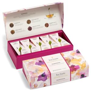imageTea Forte Green Tea Assortment Petite Presentation Box Tea Sampler Gift Set with 10 Handcrafted Pyramid Tea InfusersMariposa