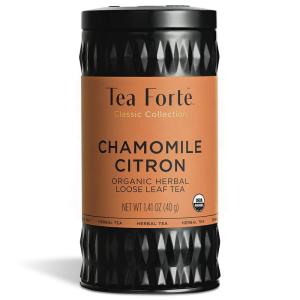 imageTea Forte Organic Herbal Tea Makes 3550 Cups 212 Ounce Loose Leaf Tea Canister Belgian MintChamomile Citron