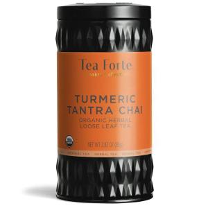 imageTea Forte Organic Herbal Tea Makes 3550 Cups 212 Ounce Loose Leaf Tea Canister Belgian MintTumeric Tantra Chai