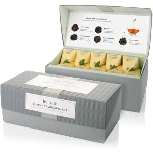 imageTea Forte Presentation Box Tea Sampler Gift Set 20 Assorted Variety Handcrafted Pyramid Tea Infuser Bags GreenBlack Tea