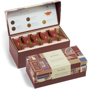 imageTea Forte Presentation Box Tea Sampler Gift Set 20 Assorted Variety Handcrafted Pyramid Tea Infuser Bags GreenFrank Lloyd Wright Collection