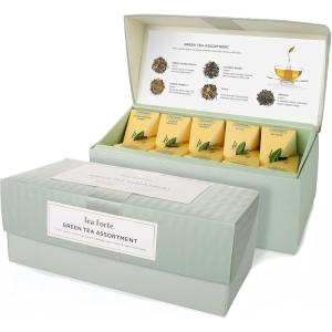 imageTea Forte Presentation Box Tea Sampler Gift Set 20 Assorted Variety Handcrafted Pyramid Tea Infuser Bags GreenGreen Tea