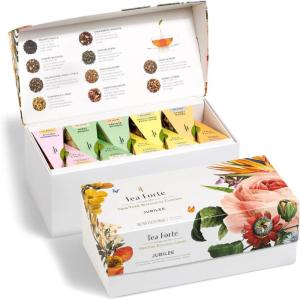 imageTea Forte Presentation Box Tea Sampler Gift Set 20 Assorted Variety Handcrafted Pyramid Tea Infuser Bags GreenJubilee