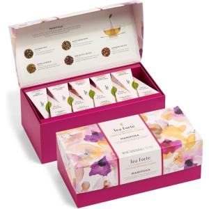 imageTea Forte Presentation Box Tea Sampler Gift Set 20 Assorted Variety Handcrafted Pyramid Tea Infuser Bags GreenMariposa