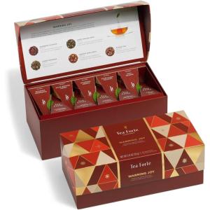 imageTea Forte Presentation Box Tea Sampler Gift Set 20 Assorted Variety Handcrafted Pyramid Tea Infuser Bags GreenWarming Joy  Holiday