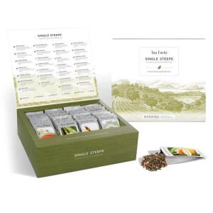 imageTea Forte Single Steeps Loose Leaf Green Tea Sampler Assorted Variety Tea Box Single Serve Pouches 15 Count Pack of 1Assorted Variety