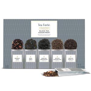 imageTea Forte Single Steeps Loose Leaf Green Tea Sampler Assorted Variety Tea Box Single Serve Pouches 15 Count Pack of 1Black Tea