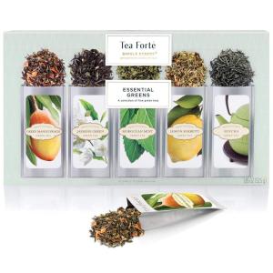 imageTea Forte Single Steeps Loose Leaf Green Tea Sampler Assorted Variety Tea Box Single Serve Pouches 15 Count Pack of 1Green Tea