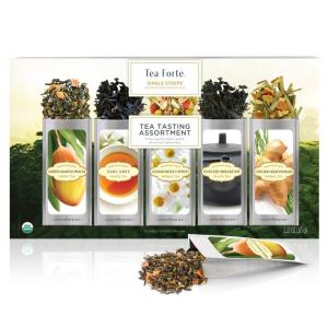 imageTea Forte Single Steeps Loose Leaf Green Tea Sampler Assorted Variety Tea Box Single Serve Pouches 15 Count Pack of 1Sampler