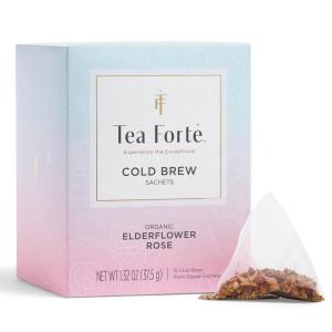 imageTea Forte Watermelon Mint Cold Brew Iced Tea Organic Caffeine Free 15 Sachet Infuser Tea Bags Steeps in Cold WaterElderflower Rose