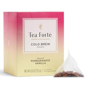 imageTea Forte Watermelon Mint Cold Brew Iced Tea Organic Caffeine Free 15 Sachet Infuser Tea Bags Steeps in Cold WaterPomegranate Vanilla