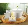 imageTea Forte 2 Piece Mini Fine Porcelain White Sugar Dispenser with Spout and Creamer Pitcher Tea and Coffee Bar Accessory Serving Set for One Dishwasher Safe