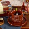 imageTea Forte Cafe Cup White Porcelain Tea Cup and Lid Steeps 8 oz Microwave and Dishwasher SafeFrank Lloyd Wright