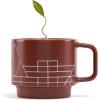 imageTea Forte Cafe Cup White Porcelain Tea Cup and Lid Steeps 8 oz Microwave and Dishwasher SafeFrank Lloyd Wright
