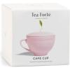 imageTea Forte Cafe Cup White Porcelain Tea Cup and Lid Steeps 8 oz Microwave and Dishwasher SafeRose Pink