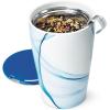 imageTea Forte Lotus Kati Steeping Cup 12oz Ceramic Tea Infuser Mug with Lid for Steeping Loose Leaf Tea Tea Infuser Cup for Tea Lovers Tea GiftsBleu