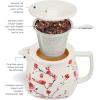 imageTea Forte Terra Stoneware Teapot with Infuser and Lid Frank Lloyd Wright 20 oz Sienna Stoneware Pot for Steeping Loose Leaf Tea Dishwasher ampamp Microwave SafeSakura