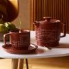 imageTea Forte Terra Stoneware Teapot with Infuser and Lid Frank Lloyd Wright 20 oz Sienna Stoneware Pot for Steeping Loose Leaf Tea Dishwasher ampamp Microwave SafeFrank Lloyd Wright