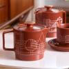 imageTea Forte Terra Stoneware Teapot with Infuser and Lid Frank Lloyd Wright 20 oz Sienna Stoneware Pot for Steeping Loose Leaf Tea Dishwasher ampamp Microwave SafeFrank Lloyd Wright