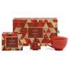 imageTea Forte Jardin 3Piece Tea Gift Set with Pink Cafe Cup with Lid Tea Tray and 10 Assorted 2 of Each Variety Organic Handcrafted Pyramid Infuser Tea BagsWarming Joy  Holiday