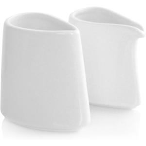 imageTea Forte 2 Piece Mini Fine Porcelain White Sugar Dispenser with Spout and Creamer Pitcher Tea and Coffee Bar Accessory Serving Set for One Dishwasher Safe