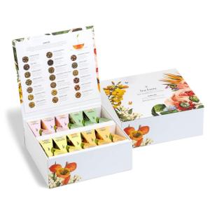 imageTea Forte Herbal Tea Assortment Tea Chest 40 Count Naturally CaffeineFree Blends Individually Wrapped Handcrafted Pyramid Infuser Tea BagsJubilee
