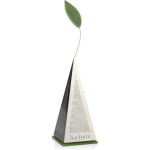 imageTea Forte Icon Stainless Steel Loose Leaf Tea Infuser Extra Fine Strainer with Silicone Leaf and Base