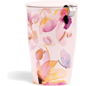 imageTea Forte Lotus Kati Steeping Cup 12oz Ceramic Tea Infuser Mug with Lid for Steeping Loose Leaf Tea Tea Infuser Cup for Tea Lovers Tea GiftsMariposa