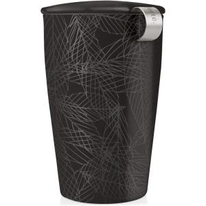 imageTea Forte Lotus Kati Steeping Cup 12oz Ceramic Tea Infuser Mug with Lid for Steeping Loose Leaf Tea Tea Infuser Cup for Tea Lovers Tea GiftsNoir