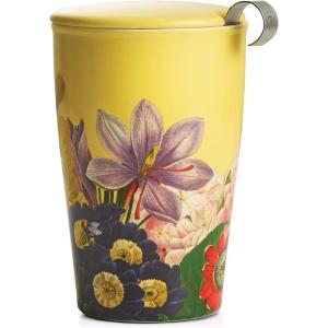 imageTea Forte Lotus Kati Steeping Cup 12oz Ceramic Tea Infuser Mug with Lid for Steeping Loose Leaf Tea Tea Infuser Cup for Tea Lovers Tea GiftsSoleil