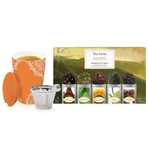 imageTea Forte Single Steeps Starter Set  World of Teas  Kati Cup Chakra Tea Gift Set with Loose Tea and Infuser Cup