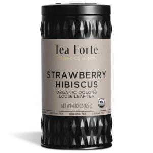 imageTea Forte Strawberry Hibiscus Oolong Tea with Organic Hibiscus and Fruit Loose Leaf Tea Tin 44 oz CanisterStrawberry Hibiscus