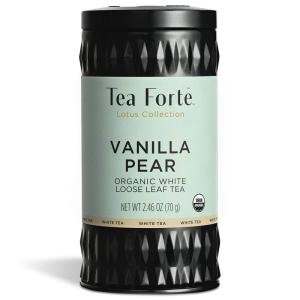imageTea Forte Strawberry Hibiscus Oolong Tea with Organic Hibiscus and Fruit Loose Leaf Tea Tin 44 oz CanisterVanilla Pear