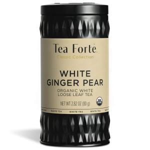 imageTea Forte Strawberry Hibiscus Oolong Tea with Organic Hibiscus and Fruit Loose Leaf Tea Tin 44 oz CanisterWhite Ginger Pear