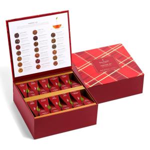 imageTea Forte Tea Chest with 40 Handcrafted Pyramid Tea Infusers  Warming Joy Plaid