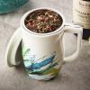 imageTea Forte Demoiselle Fiore Ceramic 14 ounce Tea Mug with Infuser and Lid Ceramic Cup with Handle for Steeping Loose Leaf Teas Dishwasher ampamp Microwave SafeBlue Agave