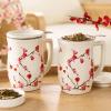 imageTea Forte Fiore Ceramic Tea Mug with Infuser and Lid Sakura 14 oz Ceramic Cup with Handle for Steeping Loose Leaf Tea Dishwasher ampamp Microwave SafeSakura