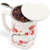 imageTea Forte Fiore Ceramic Tea Mug with Infuser and Lid Sakura 14 oz Ceramic Cup with Handle for Steeping Loose Leaf Tea Dishwasher ampamp Microwave SafeSakura