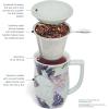 imageTea Forte Fiore Ceramic Tea Mug with Infuser and Lid Sakura 14 oz Ceramic Cup with Handle for Steeping Loose Leaf Tea Dishwasher ampamp Microwave SafeDemoiselle