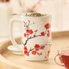 imageTea Forte Fiore Ceramic Tea Mug with Infuser and Lid Sakura 14 oz Ceramic Cup with Handle for Steeping Loose Leaf Tea Dishwasher ampamp Microwave SafeSakura